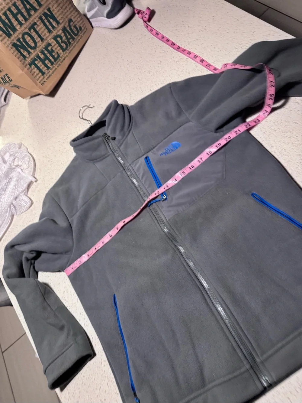 The North Face Men’s Medium Gray Fleece Full Zip Jacket Outdoor Hiking Pullover